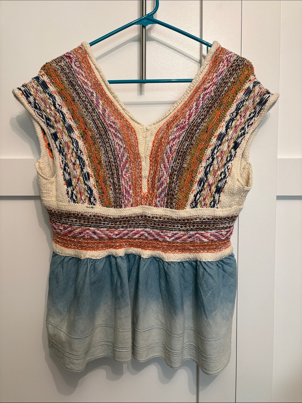 Pilcro Multicolor Knit Tunic with Blue Ombre Skirt